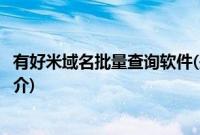 有好米域名批量查询软件(关于有好米域名批量查询软件的简介)