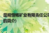 昆明恒铭矿业有限责任公司(关于昆明恒铭矿业有限责任公司的简介)