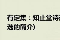 有定集：知止堂诗选(关于有定集：知止堂诗选的简介)