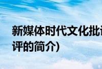 新媒体时代文化批评(关于新媒体时代文化批评的简介)