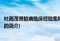 杜雨茂肾脏病临床经验集粹(关于杜雨茂肾脏病临床经验集粹的简介)