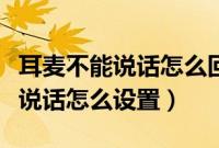 耳麦不能说话怎么回事（电脑耳机麦克风不能说话怎么设置）