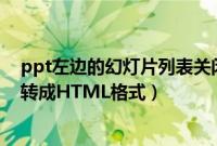 ppt左边的幻灯片列表关闭了怎么打开（PPT的幻灯片如何转成HTML格式）