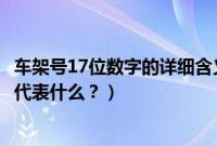 车架号17位数字的详细含义是什么（汽车挡风玻璃17位数字代表什么？）