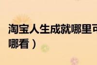 淘宝人生成就哪里可以看到（淘宝人生成就在哪看）