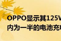 OPPO显示其125W的闪光灯负载可在5分钟内为一半的电池充电