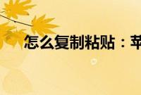 怎么复制粘贴:苹果手机复制粘贴教程