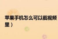 苹果手机怎么可以截视频（苹果手机可以截视频的功能在哪里）