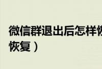 微信群退出后怎样恢复（微信群退出来后怎么恢复）