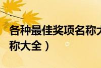 各种最佳奖项名称大全幼儿（各种最佳奖项名称大全）