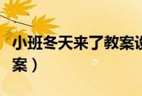 小班冬天来了教案设计意图（小班冬天来了教案）