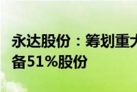永达股份:筹划重大资产重组,拟收购金源装备51%股份
