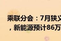 乘联分会:7月狭义乘用车零售预计173万辆,新能源预计86万辆