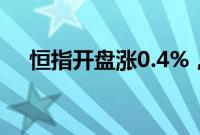 恒指开盘涨0.4%，银行、汽车板块领涨