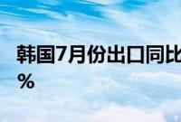 韩国7月份出口同比增长13.9%,预估为18.4%