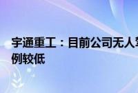 宇通重工：目前公司无人驾驶相关产品占公司销售收入的比例较低