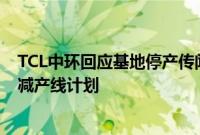 TCL中环回应基地停产传闻：仍在正常生产运营，目前无缩减产线计划